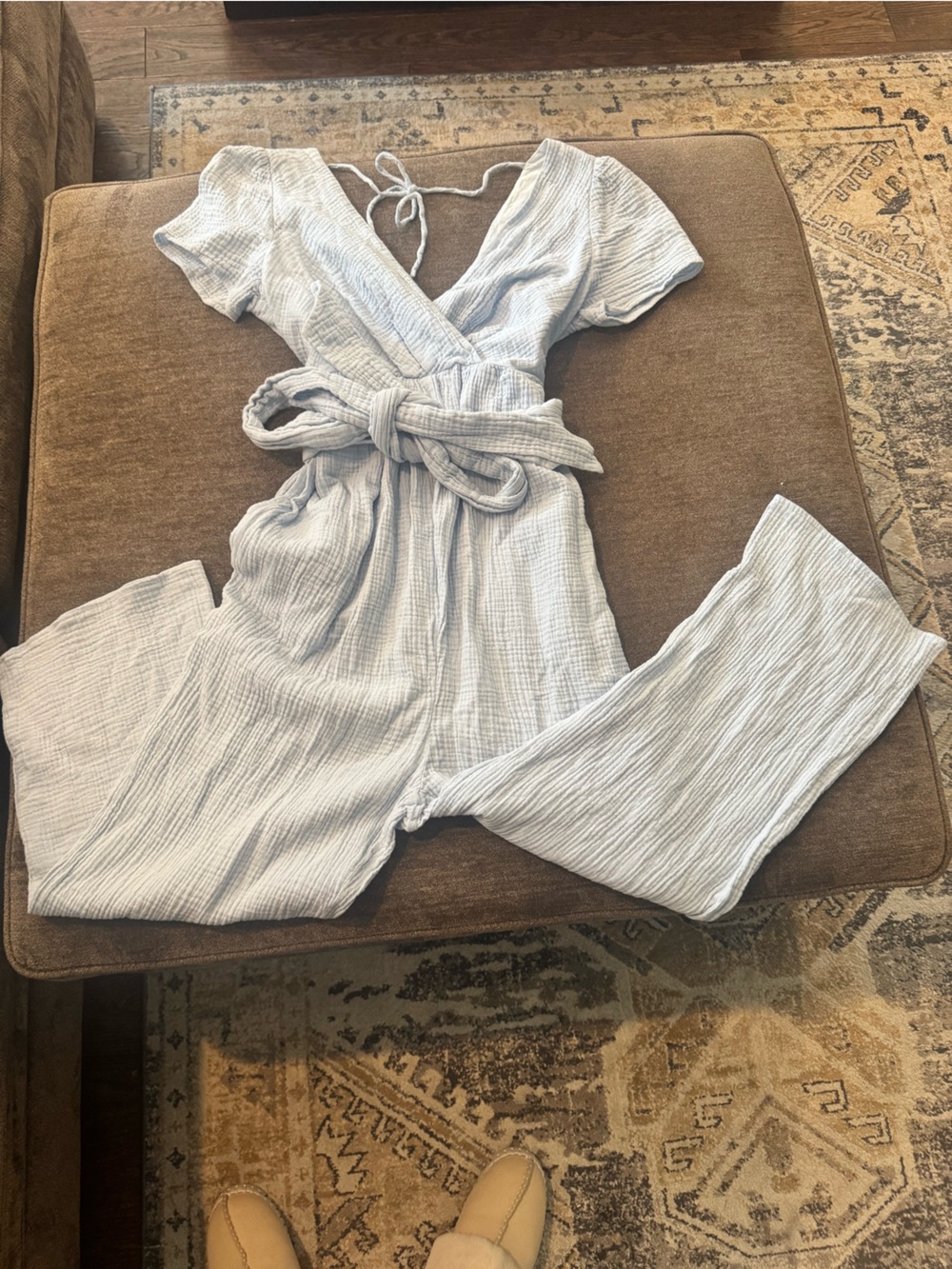 Emilia George Light Blue Cotton Wrap jumper